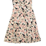Womens Cream & Pink Floral Fit & Flare Cotton Blend Day Dress Short Sleeve S
