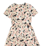 Womens Cream & Pink Floral Fit & Flare Cotton Blend Day Dress Short Sleeve S
