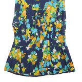 Womens Navy Blue Floral Shift Dress Long Sleeve S Bright Print Casual