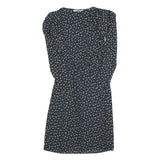 CHARLEE ALISON Womens Black Floral Day Dress Polyester Blend Long Sleeve Short S