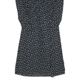 CHARLEE ALISON Womens Black Floral Day Dress Polyester Blend Long Sleeve Short S