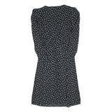 CHARLEE ALISON Womens Black Floral Day Dress Polyester Blend Long Sleeve Short S