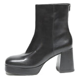 CHARLES & KEITH Womens Black Leather Ankle Boots UK 3 Platform Heel Stylish
