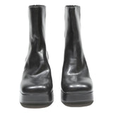 CHARLES & KEITH Womens Black Leather Ankle Boots UK 3 Platform Heel Stylish