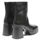 CHARLES & KEITH Womens Black Leather Ankle Boots UK 3 Platform Heel Stylish