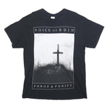 GILDAN Mens Black Voice Of Ruin Graphic T-Shirt L Short Sleeve Crew Neck Cotton