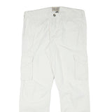CHARLES VOGELE Mens Cotton Blend White Cargo Regular Fit Trousers W36 L31 Zip