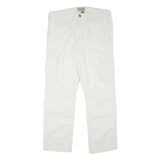 CHARLES VOGELE Mens Cotton Blend White Cargo Regular Fit Trousers W36 L31 Zip