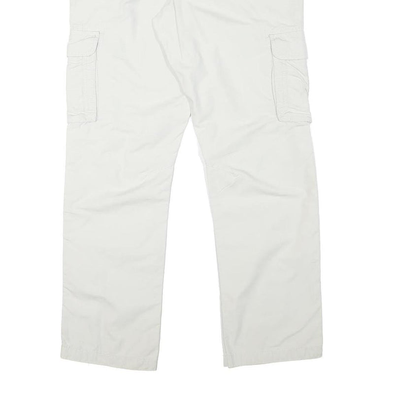 CHARLES VOGELE Mens Cotton Blend White Cargo Regular Fit Trousers W36 L31 Zip