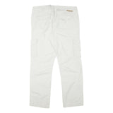 CHARLES VOGELE Mens Cotton Blend White Cargo Regular Fit Trousers W36 L31 Zip