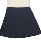 JOSEPH Womens White & Beige & Blue Day Dress Cotton Sleeveless UK 12 Elegant