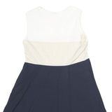 JOSEPH Womens White & Beige & Blue Day Dress Cotton Sleeveless UK 12 Elegant