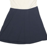 JOSEPH Womens White & Beige & Blue Day Dress Cotton Sleeveless UK 12 Elegant