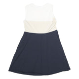 JOSEPH Womens White & Beige & Blue Day Dress Cotton Sleeveless UK 12 Elegant
