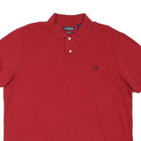 CHAPS Mens Red Short Sleeve Plain Polo Shirt L Classic Cotton Blend