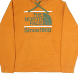 THE NORTH FACE Mens Orange Cotton Blend Pullover Hoodie L Printed Logo