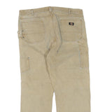 DICKIES Mens Jeans Beige Regular Straight Denim W40 L30 Workwear Zip Closure