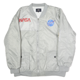 ASSTSERIES Mens White Grey NASA Printed Bomber Jacket 4XL Polyester Zip