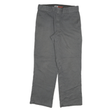 DICKIES Mens Cotton Blend Grey Regular Straight Trousers W33 L30 Workwear Zip