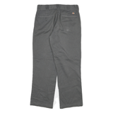 DICKIES Mens Cotton Blend Grey Regular Straight Trousers W33 L30 Workwear Zip