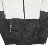 GUESS Mens Black & White Logo Zip Jacket S Polyester Blend Colourblock Casual