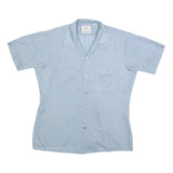 ARROW Mens Blue Plain Shirt M Polyester Casual Button Down Short Sleeve