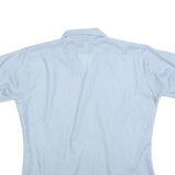 ARROW Mens Blue Plain Shirt M Polyester Casual Button Down Short Sleeve