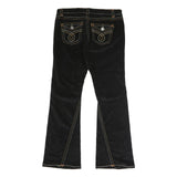 Womens Black Cotton Blend Regular Fit Flared Trousers W38 L33 Button Closure