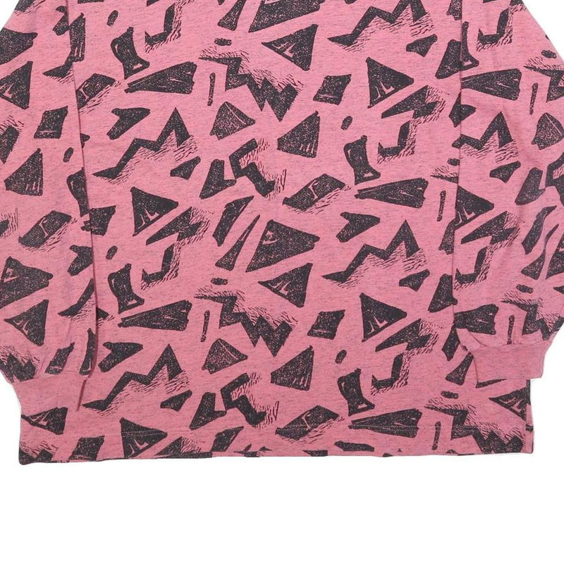 MASER Womens Pink & Black Geometric Print Crew Neck Sweatshirt L Cotton Blend