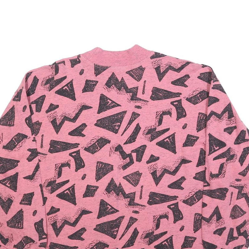MASER Womens Pink & Black Geometric Print Crew Neck Sweatshirt L Cotton Blend