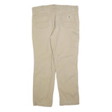 CARHARTT Mens Relaxed Beige Cotton Blend Zip Trousers W40 L32 Workwear Casual