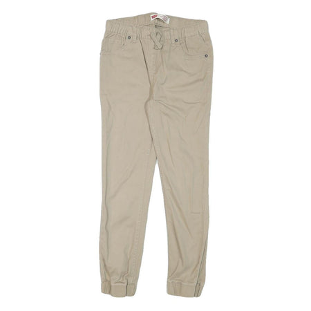 LEVI'S Boys Cotton Blend Beige Slim Drawstring Trousers W26 L25 Comfortable