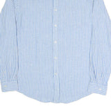 BEN SHERMAN Mens Blue & White Striped Shirt L Cotton Blend Long Sleeve Button