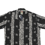 PINEAPPLE CONNECTION Mens Black & Cream Rayon Shirt L Short Sleeve Casual Summer