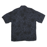 HOLLIS RIVER Mens Blue & Black Rayon Shirt L Floral Pattern Relaxed Fit Casual