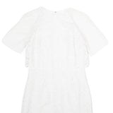REISS Womens White Bodycon Dress Polyester Blend Short Sleeve Knee Length UK 8