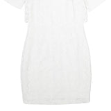 REISS Womens White Bodycon Dress Polyester Blend Short Sleeve Knee Length UK 8