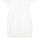 REISS Womens White Bodycon Dress Polyester Blend Short Sleeve Knee Length UK 8
