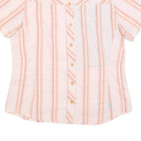 COLUMBIA Womens White & Orange Striped Nylon Shirt M Lightweight Comfortable