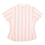 COLUMBIA Womens White & Orange Striped Nylon Shirt M Lightweight Comfortable