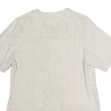 LUI LEI Womens Beige Cotton Blend Button Top Short Sleeve V-Neck XL Relaxed Fit