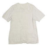 LUI LEI Womens Beige Cotton Blend Button Top Short Sleeve V-Neck XL Relaxed Fit