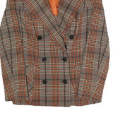 HANRO Womens Brown & Orange Checked Blazer Jacket S Polyester Blend Button