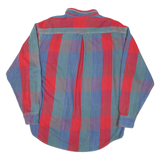 ALASKA Mens Red & Blue Check Shirt XL Button-Down Collar Long Sleeve Cotton