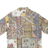 PM COLLECTION Mens Cream Patchwork Pattern Short Sleeve Shirt M Cotton Blend