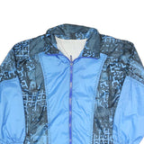 Mens Blue Black Crazy Pattern Lightweight Zip Up Polyester Blend Jacket L