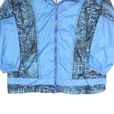Mens Blue Black Crazy Pattern Lightweight Zip Up Polyester Blend Jacket L