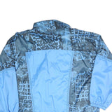Mens Blue Black Crazy Pattern Lightweight Zip Up Polyester Blend Jacket L
