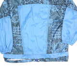 Mens Blue Black Crazy Pattern Lightweight Zip Up Polyester Blend Jacket L