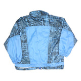 Mens Blue Black Crazy Pattern Lightweight Zip Up Polyester Blend Jacket L